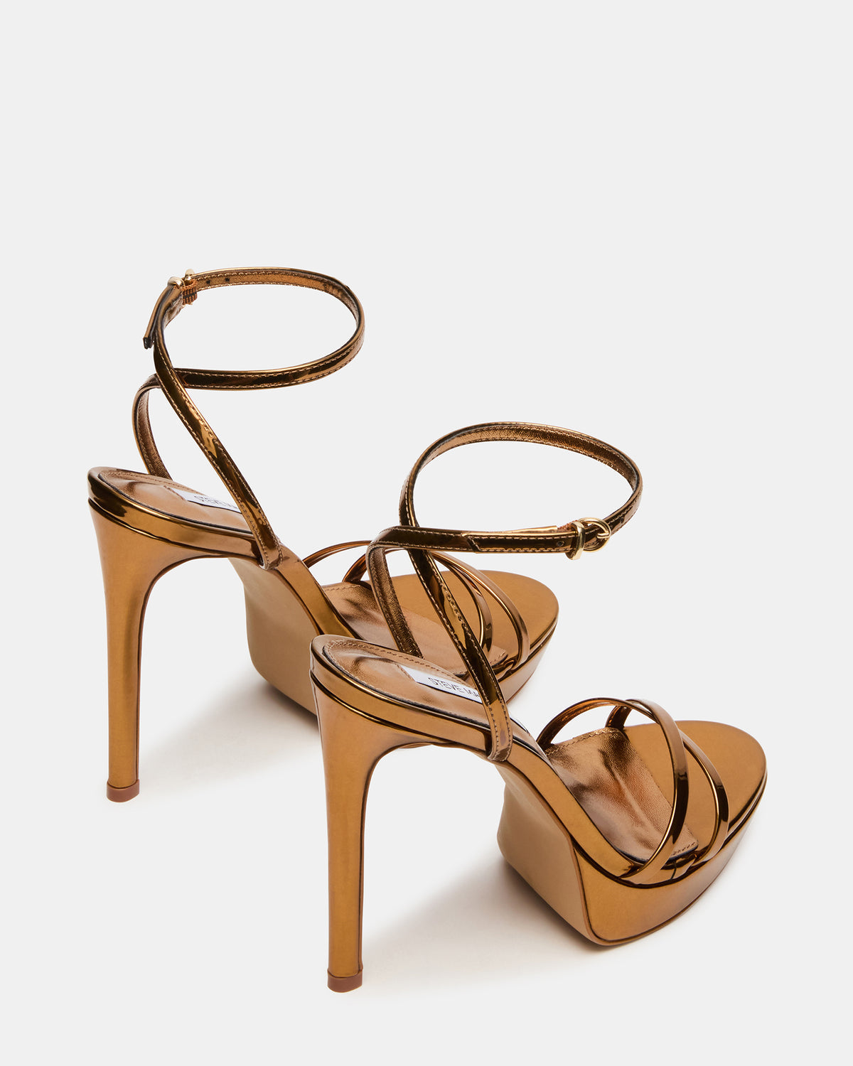 Steve Madden JUNI Bronze Criss Cross Stiletto Ankle Strap Women's Heel