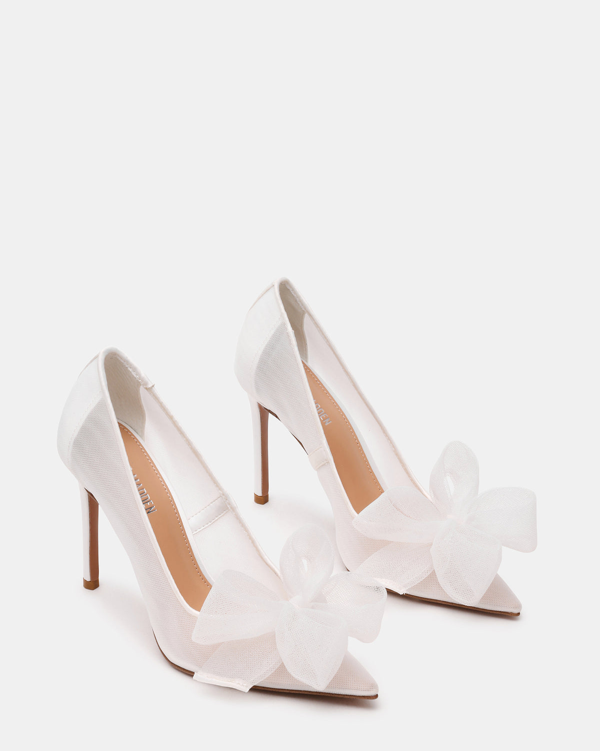 Steve Madden TAFFY White Bow Pointed-Toe Stiletto Pump Women's Heel