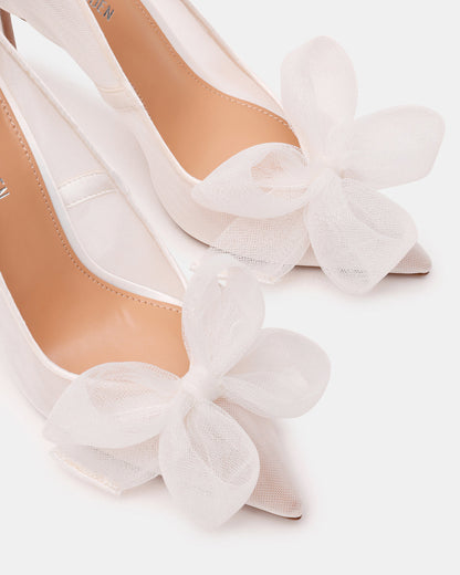 Steve Madden TAFFY White Bow Pointed-Toe Stiletto Pump Women's Heel