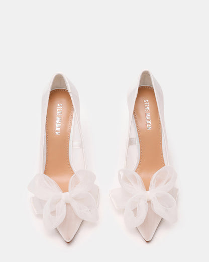 Steve Madden TAFFY White Bow Pointed-Toe Stiletto Pump Women's Heel