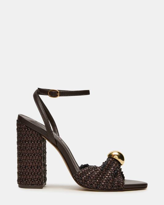 Steve Madden CHEYLA Brown Multi Raffia Women's Block Heels