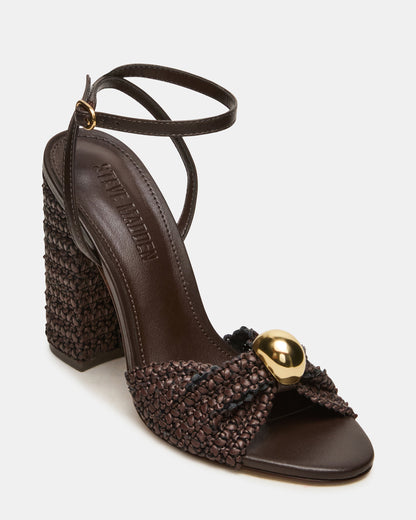 Steve Madden CHEYLA Brown Multi Raffia Women's Block Heels