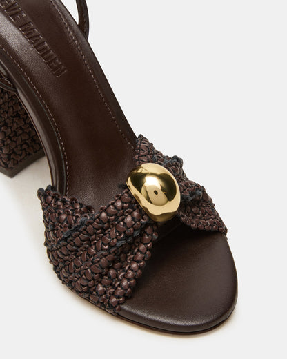 Steve Madden CHEYLA Brown Multi Raffia Women's Block Heels