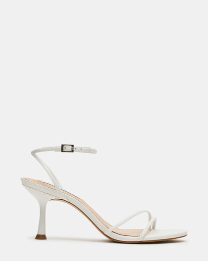 Steve Madden ERAS White Leather Stiletto Round-Toe Ankle Strap Women's Heel