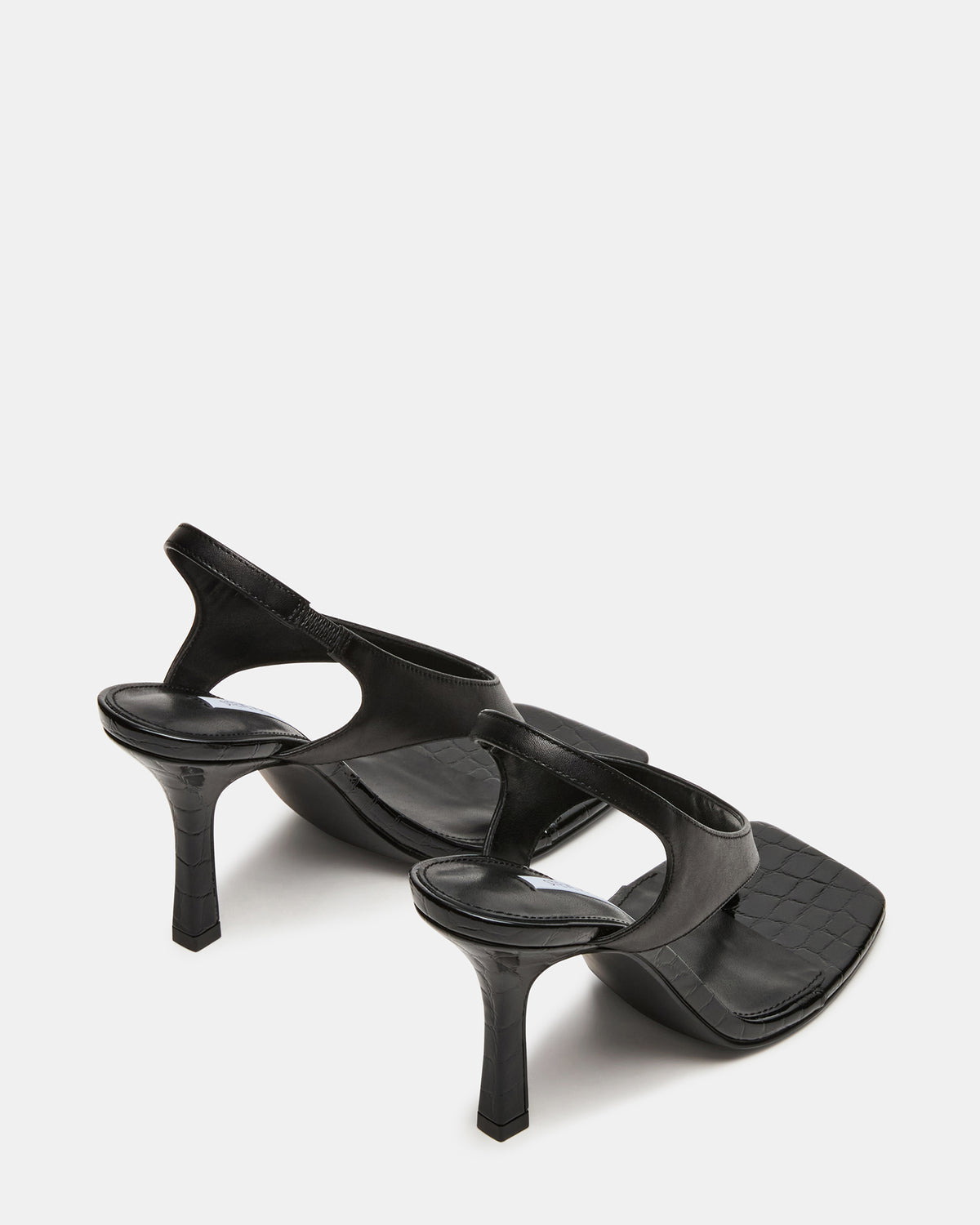 Steve Madden IMPROV Black Leather Square-Toe Thong Slingback Women's Heel