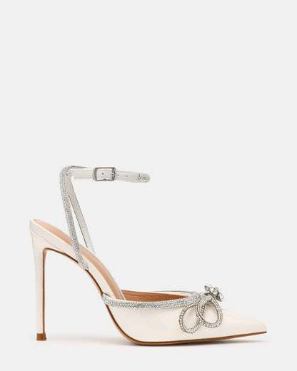 Steve Madden VIABLE Off-White Women's Rhinestone-Embellished Stilettos