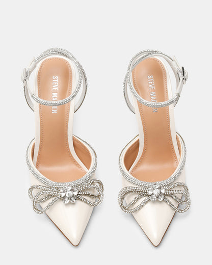 Steve Madden VIABLE Off-White Women's Rhinestone-Embellished Stilettos