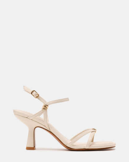 Steve Madden POSY Bone Gold-Detail Strappy Square-Toe Women's Heel