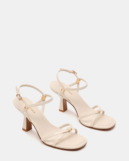 Steve Madden POSY Bone Gold-Detail Strappy Square-Toe Women's Heel