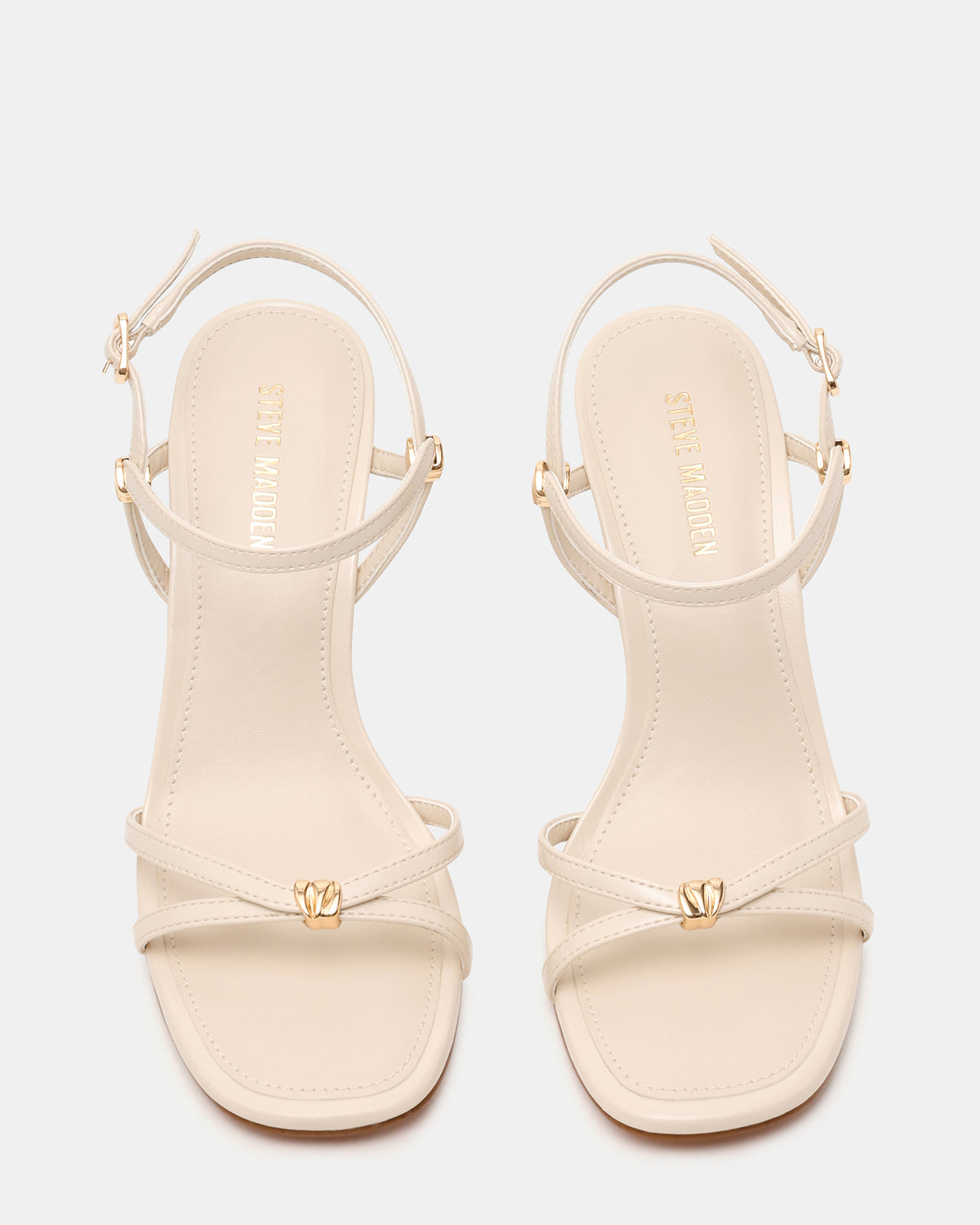 Steve Madden POSY Bone Gold-Detail Strappy Square-Toe Women's Heel