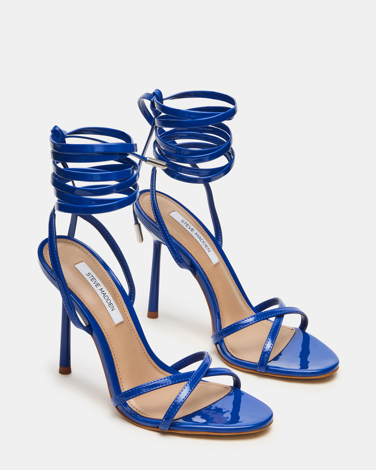 Steve Madden NERI Cobalt Patent Strappy Stiletto Round-Toe Women's Heel