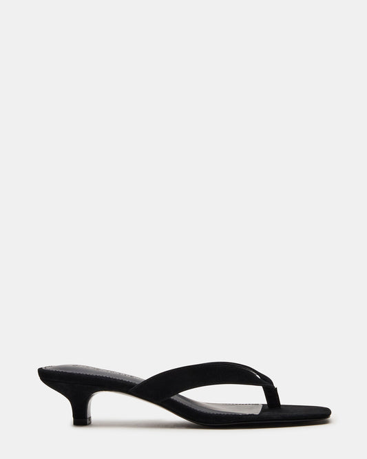 Steve Madden TRACIE Black Suede Thong Strap Women's Kitten Heel