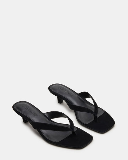Steve Madden TRACIE Black Suede Thong Strap Women's Kitten Heel