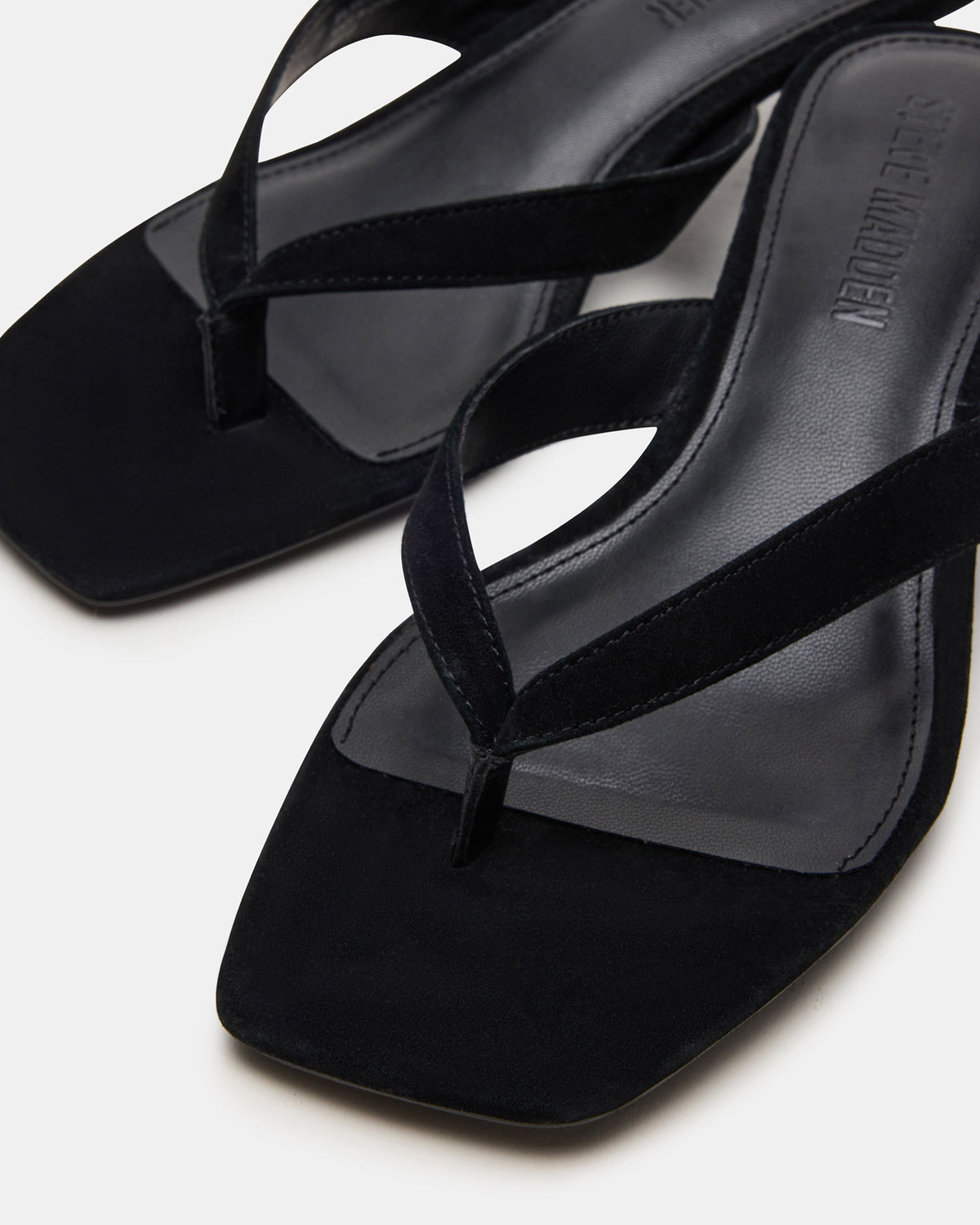 Steve Madden TRACIE Black Suede Thong Strap Women's Kitten Heel