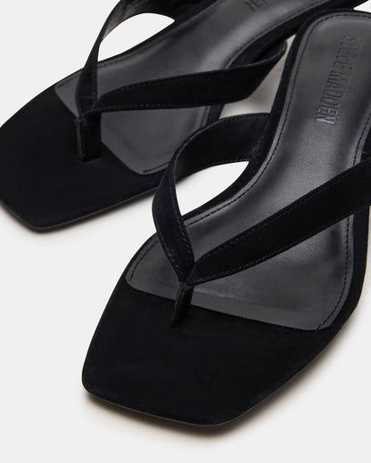 Steve Madden TRACIE Black Suede Thong Strap Women's Kitten Heel