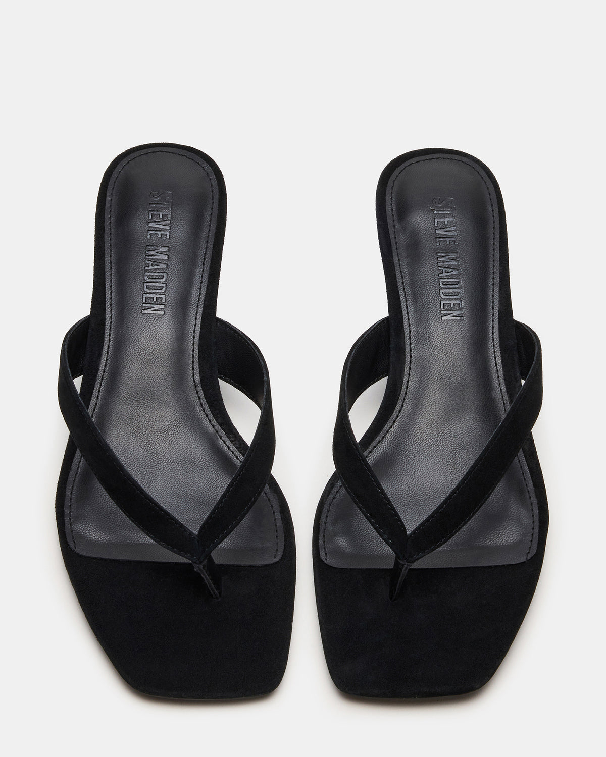 Steve Madden TRACIE Black Suede Thong Strap Women's Kitten Heel