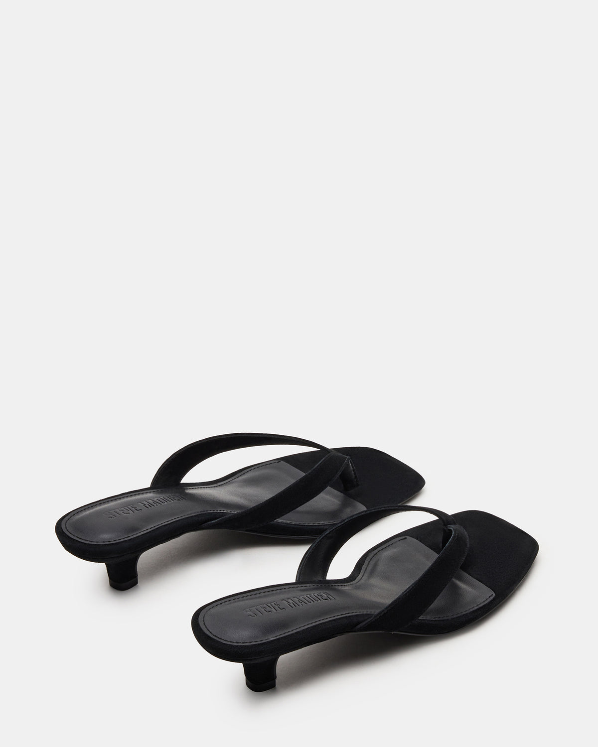 Steve Madden TRACIE Black Suede Thong Strap Women's Kitten Heel