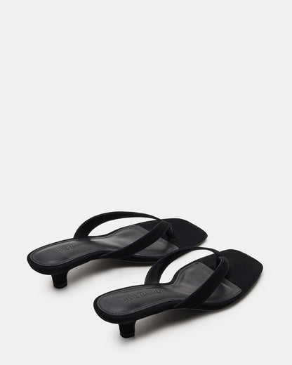 Steve Madden TRACIE Black Suede Thong Strap Women's Kitten Heel