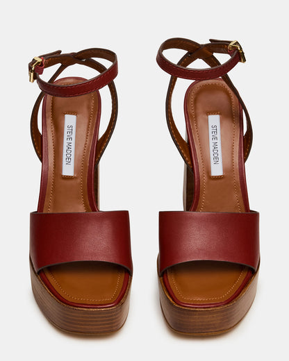 Steve Madden FLORIA Rust Leather Square-Toe Block Heel Platform Women's Heel