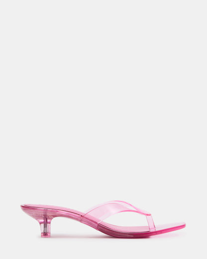 Steve Madden TRACIE Jelly Pink Thong Strap Women's Kitten Heel