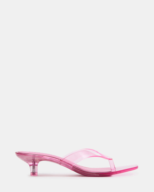 Steve Madden TRACIE Jelly Pink Thong Strap Women's Kitten Heel