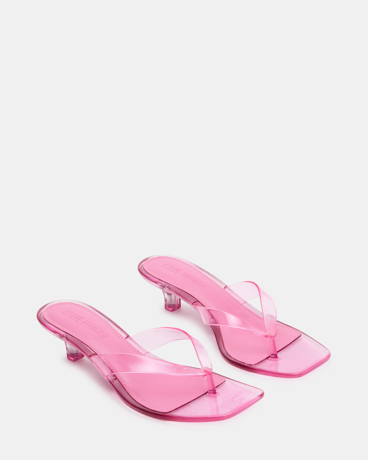 Steve Madden TRACIE Jelly Pink Thong Strap Women's Kitten Heel