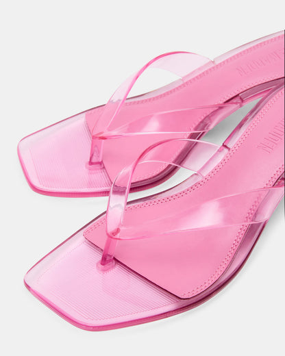 Steve Madden TRACIE Jelly Pink Thong Strap Women's Kitten Heel