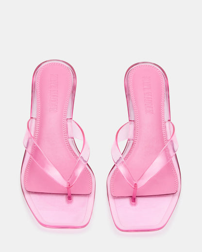 Steve Madden TRACIE Jelly Pink Thong Strap Women's Kitten Heel