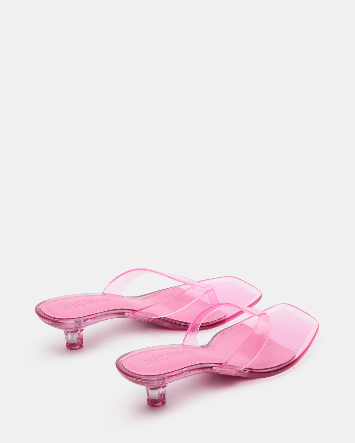 Steve Madden TRACIE Jelly Pink Thong Strap Women's Kitten Heel