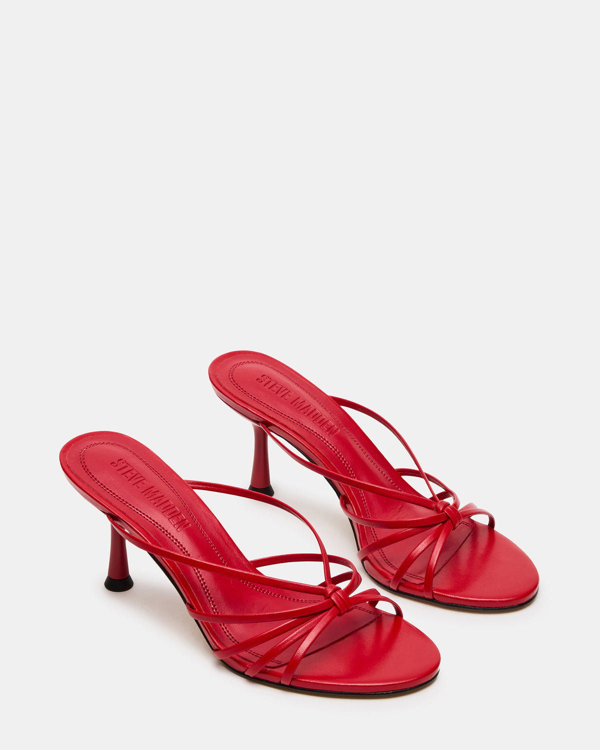 Steve Madden EDNA Red Leather Strappy Mule Women's Heel