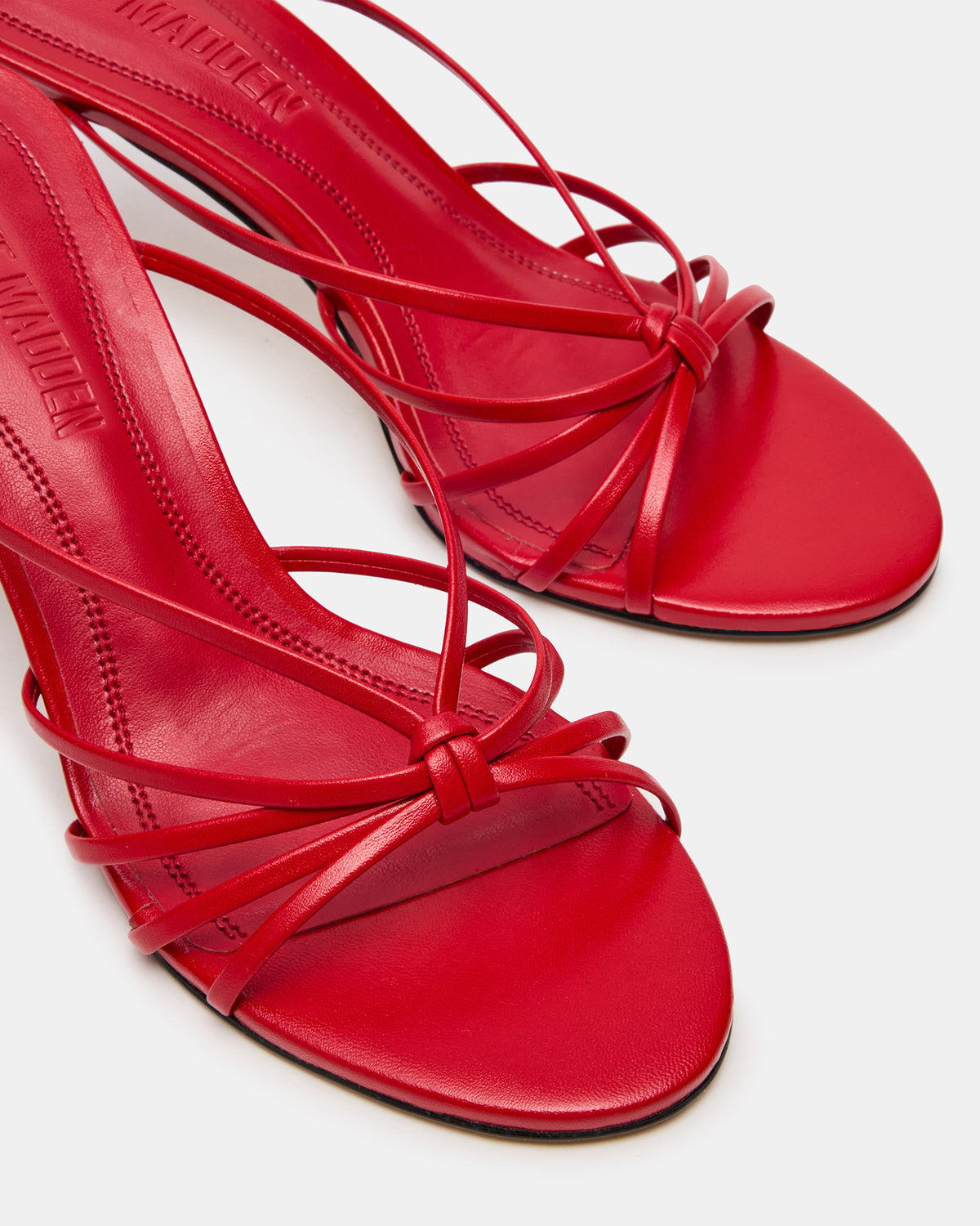 Steve Madden EDNA Red Leather Strappy Mule Women's Heel