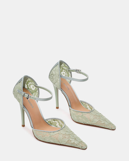 Steve Madden AVANT Pistachio Lace Pointed-Toe Stiletto Pump Women's Heel