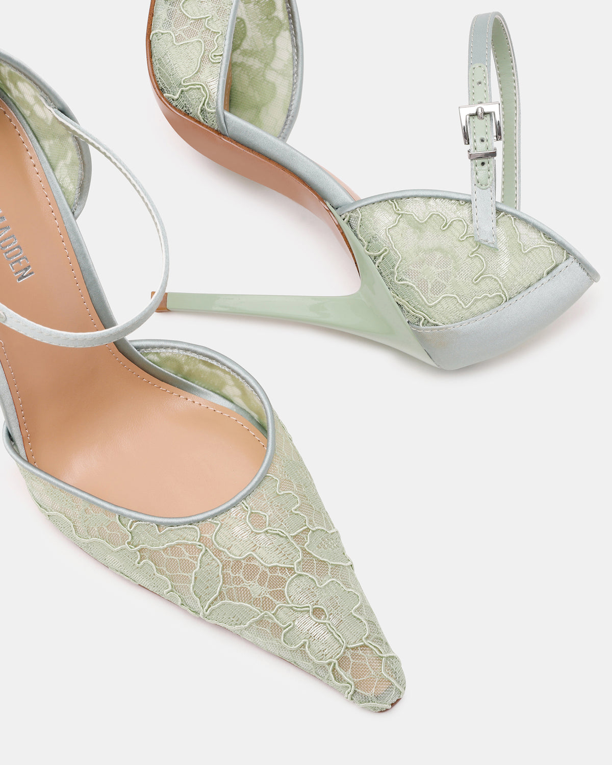 Steve Madden AVANT Pistachio Lace Pointed-Toe Stiletto Pump Women's Heel
