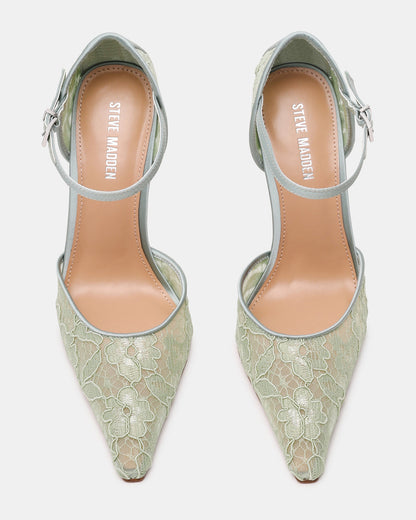 Steve Madden AVANT Pistachio Lace Pointed-Toe Stiletto Pump Women's Heel