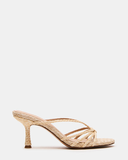 Steve Madden EDNA Natural Raffia Strappy Mule Women's Heel