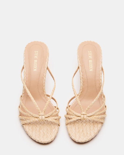 Steve Madden EDNA Natural Raffia Strappy Mule Women's Heel