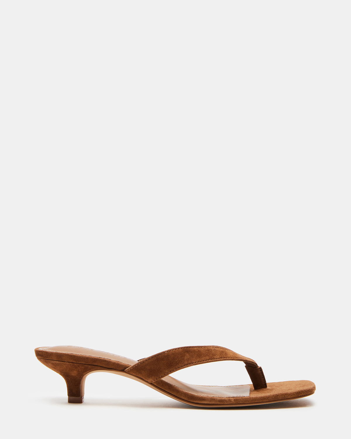 Steve Madden TRACIE Chestnut Suede Thong Strap Women's Kitten Heel