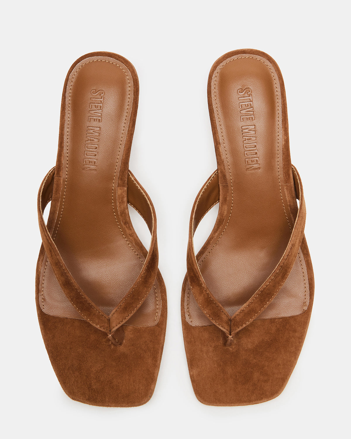 Steve Madden TRACIE Chestnut Suede Thong Strap Women's Kitten Heel