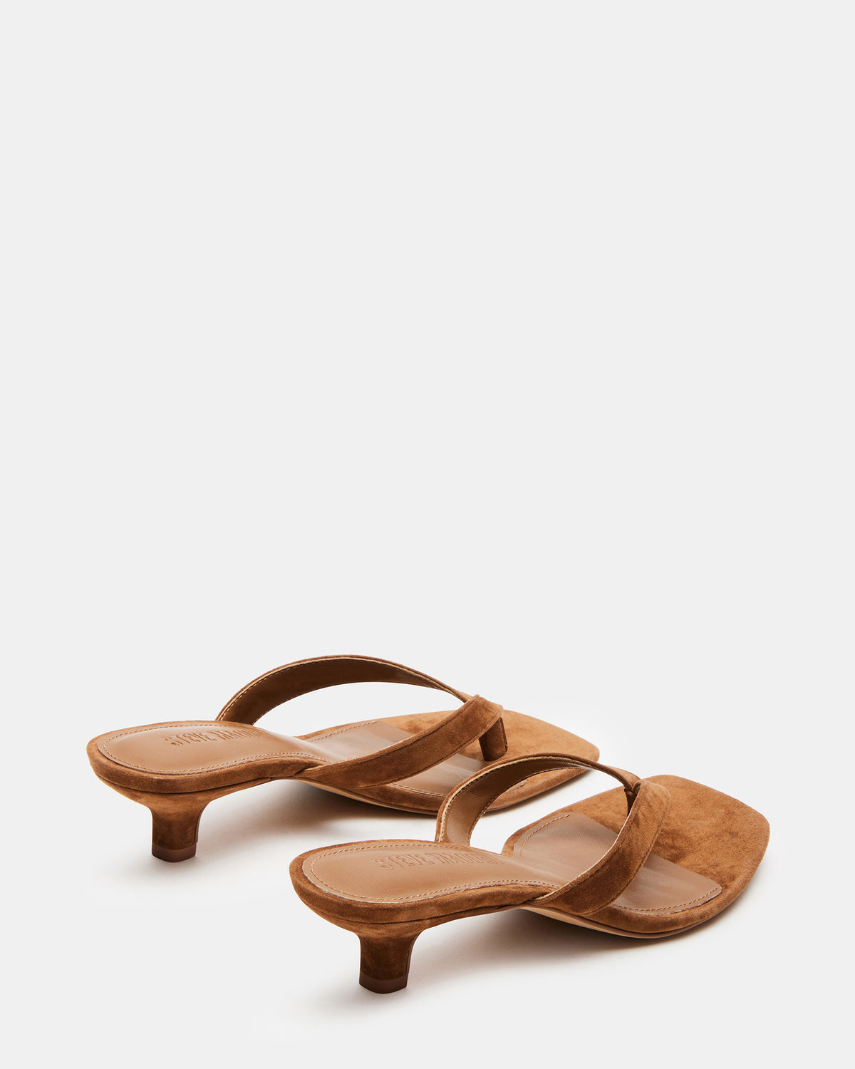 Steve Madden TRACIE Chestnut Suede Thong Strap Women's Kitten Heel