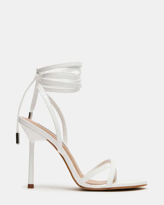 Steve Madden NERI White Patent Strappy Stiletto Round-Toe Women's Heel