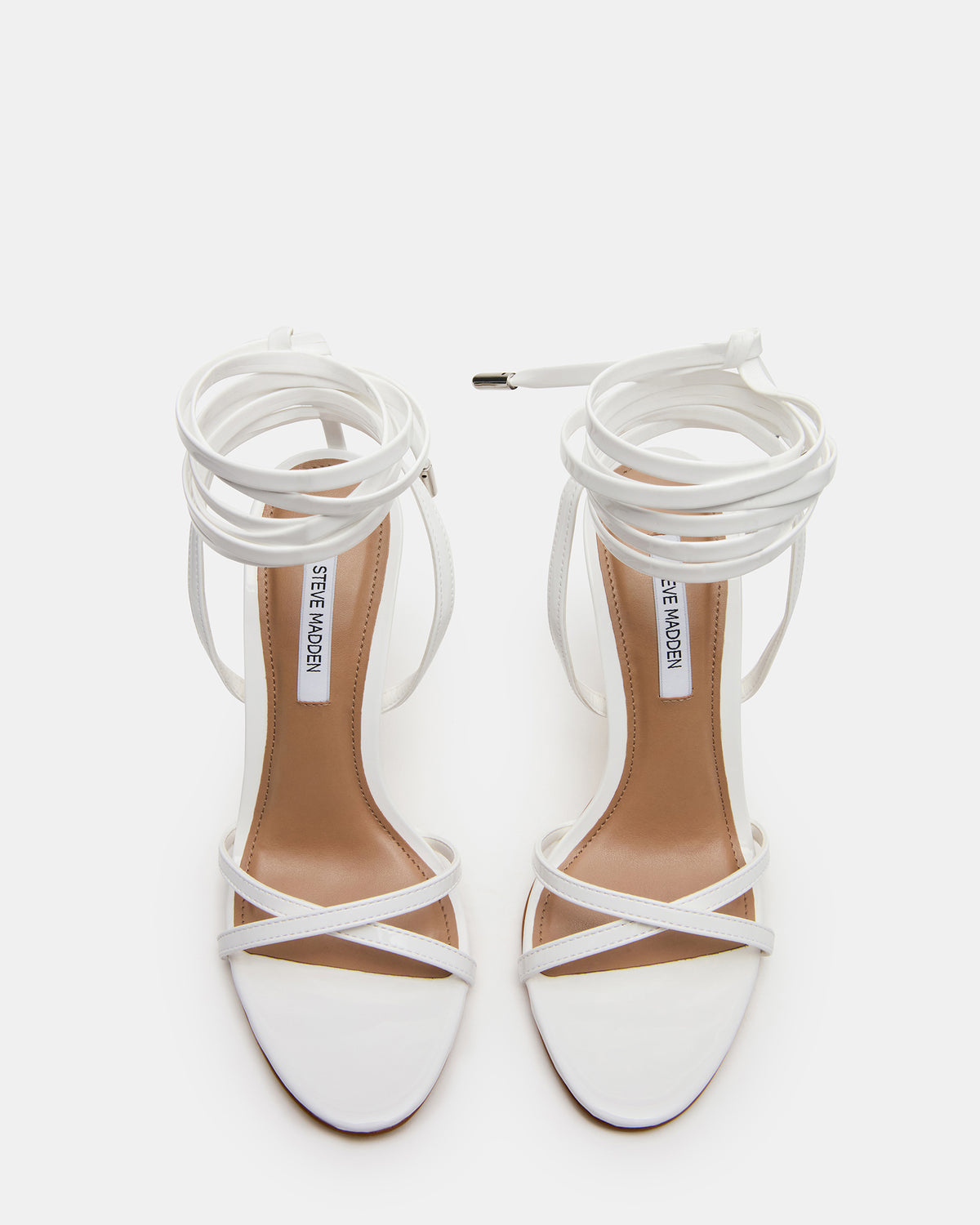 Steve Madden NERI White Patent Strappy Stiletto Round-Toe Women's Heel