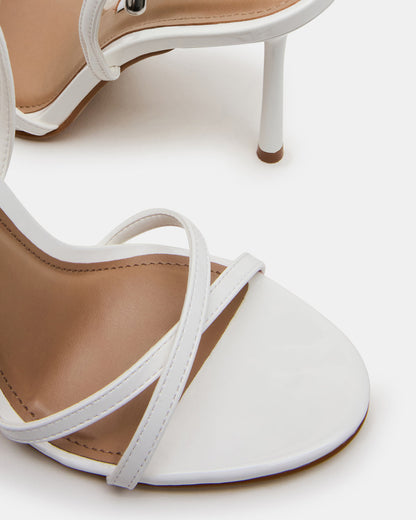 Steve Madden NERI White Patent Strappy Stiletto Round-Toe Women's Heel