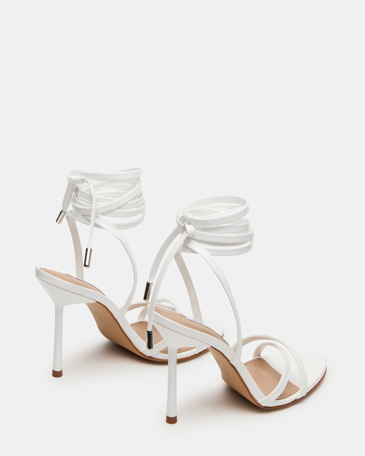 Steve Madden NERI White Patent Strappy Stiletto Round-Toe Women's Heel