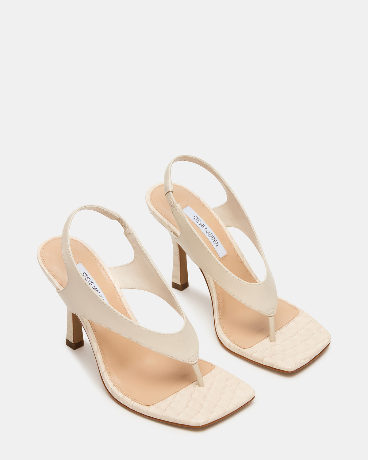 Steve Madden IMPROV Bone Leather Square-Toe Thong Slingback Women's Heel