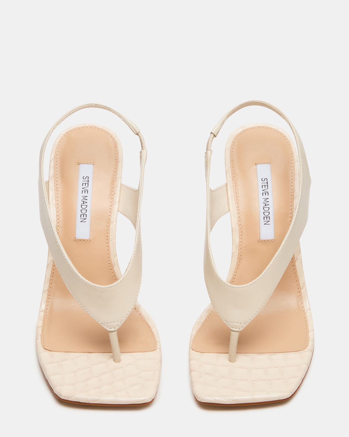 Steve Madden IMPROV Bone Leather Square-Toe Thong Slingback Women's Heel