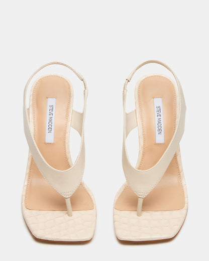 Steve Madden IMPROV Bone Leather Square-Toe Thong Slingback Women's Heel