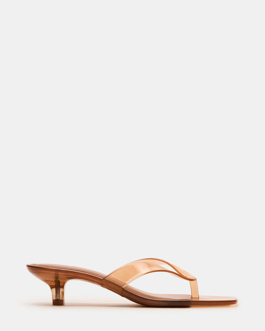 Steve Madden TRACIE Jelly Tan Thong Strap Women's Kitten Heel