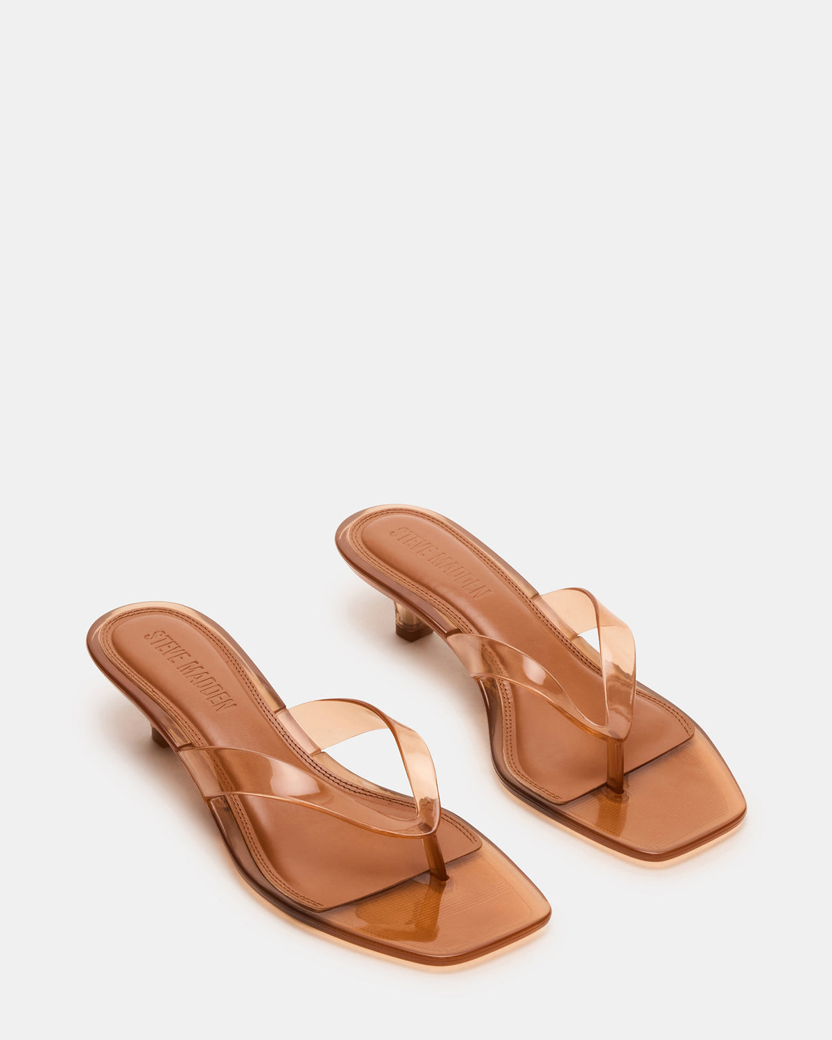 Steve Madden TRACIE Jelly Tan Thong Strap Women's Kitten Heel
