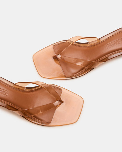 Steve Madden TRACIE Jelly Tan Thong Strap Women's Kitten Heel