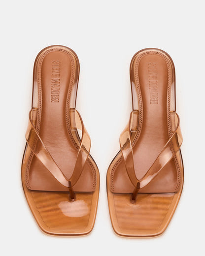 Steve Madden TRACIE Jelly Tan Thong Strap Women's Kitten Heel